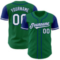 Custom Kelly Green White-Royal Authentic Two Tone Baseball Jersey