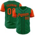 Custom Kelly Green Orange-Black Authentic Two Tone Baseball Jersey