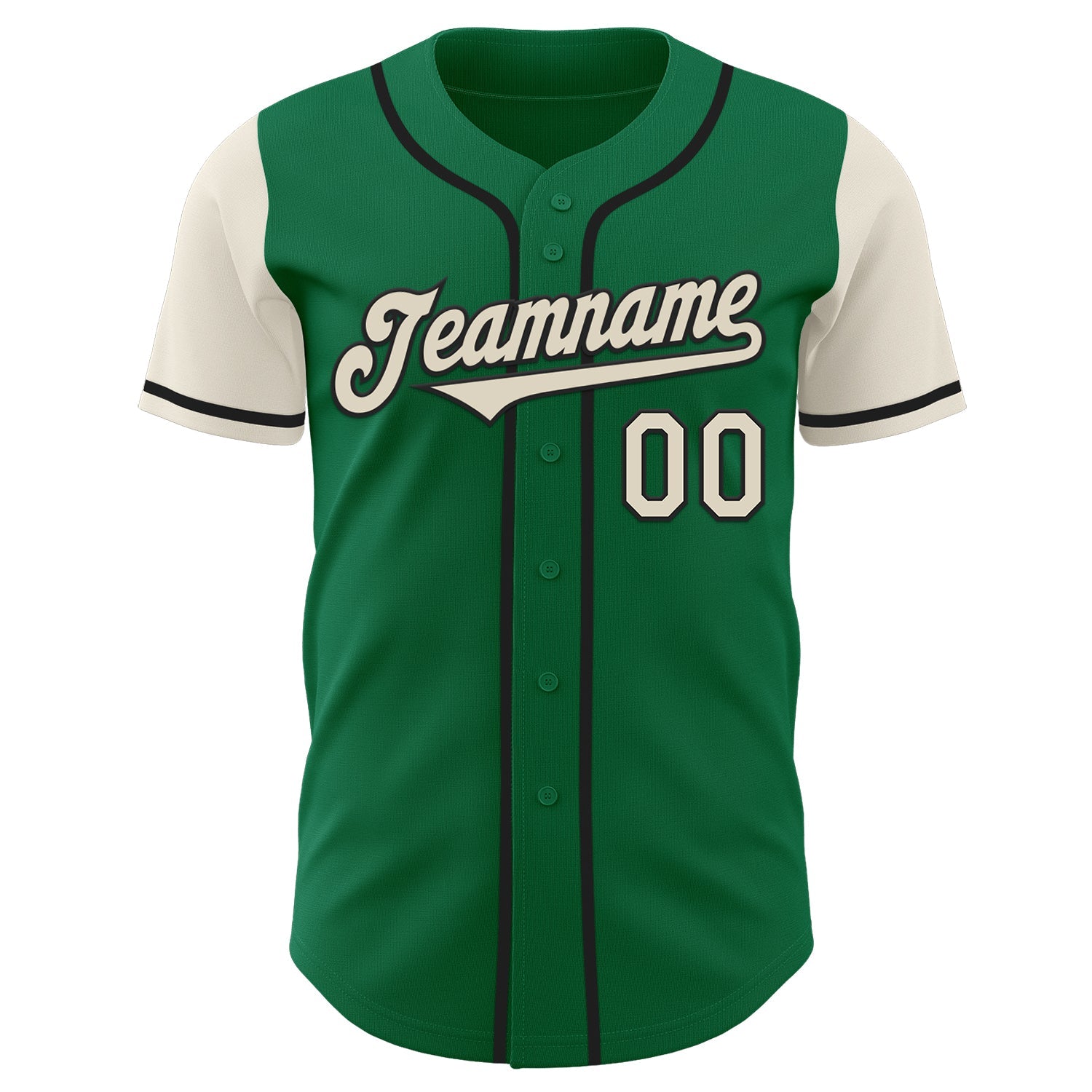 Custom Kelly Green Cream-Black Authentic Two Tone Baseball Jersey