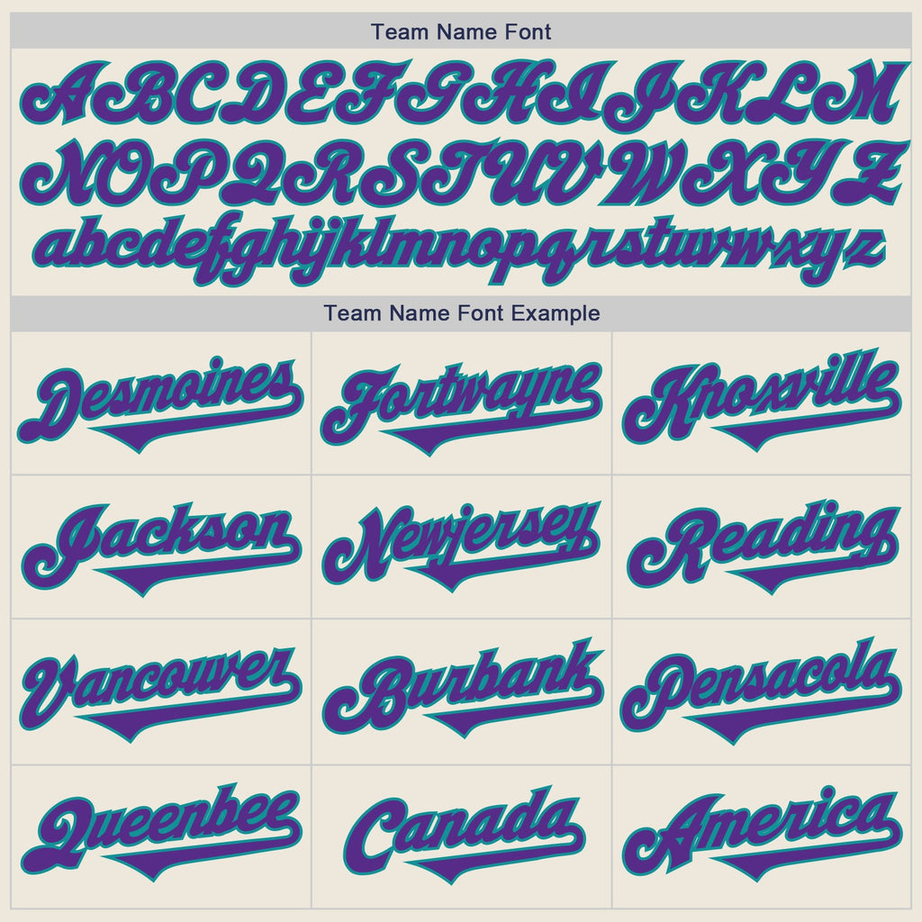 Custom Cream Purple-Teal Authentic Two Tone Baseball Jersey