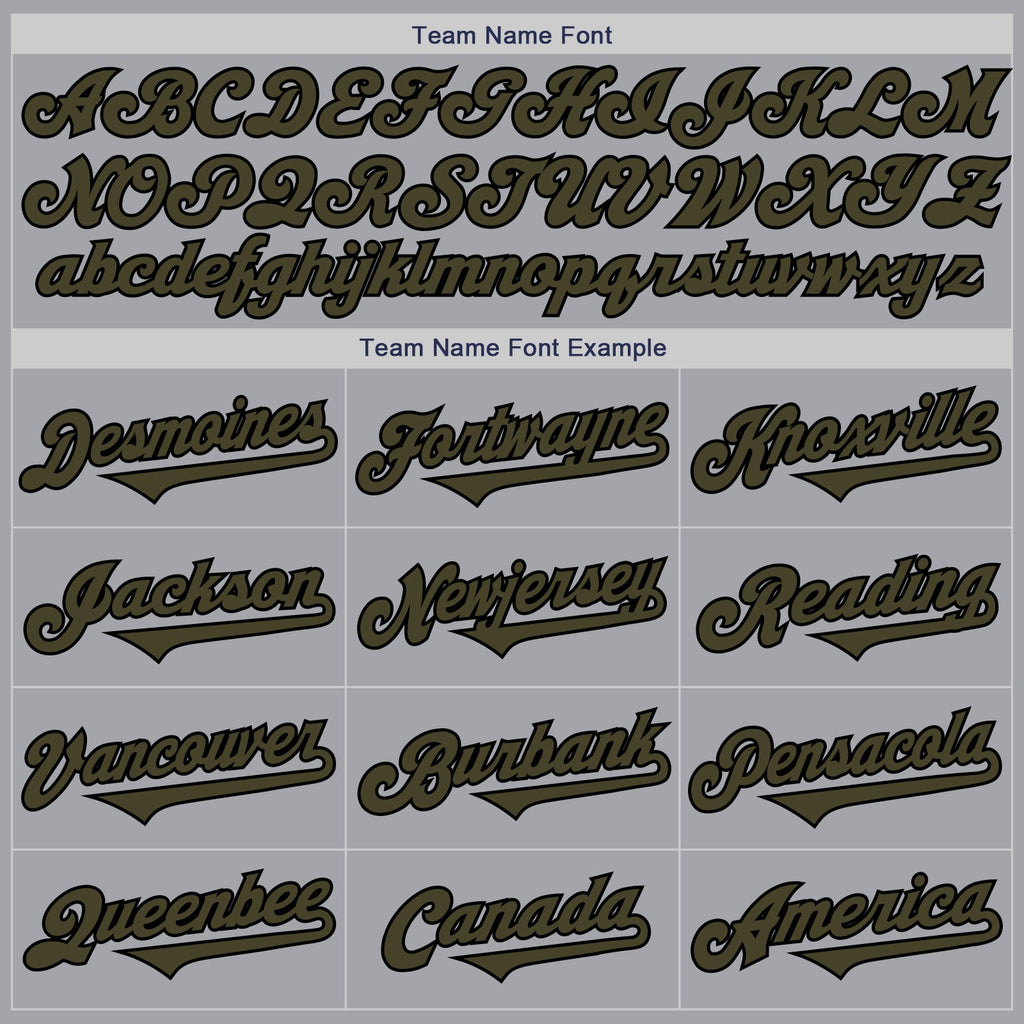 Custom Gray Olive-Black Authentic Two Tone Baseball Jersey