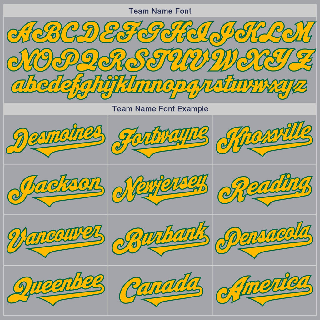 Custom Gray Gold-Kelly Green Authentic Two Tone Baseball Jersey