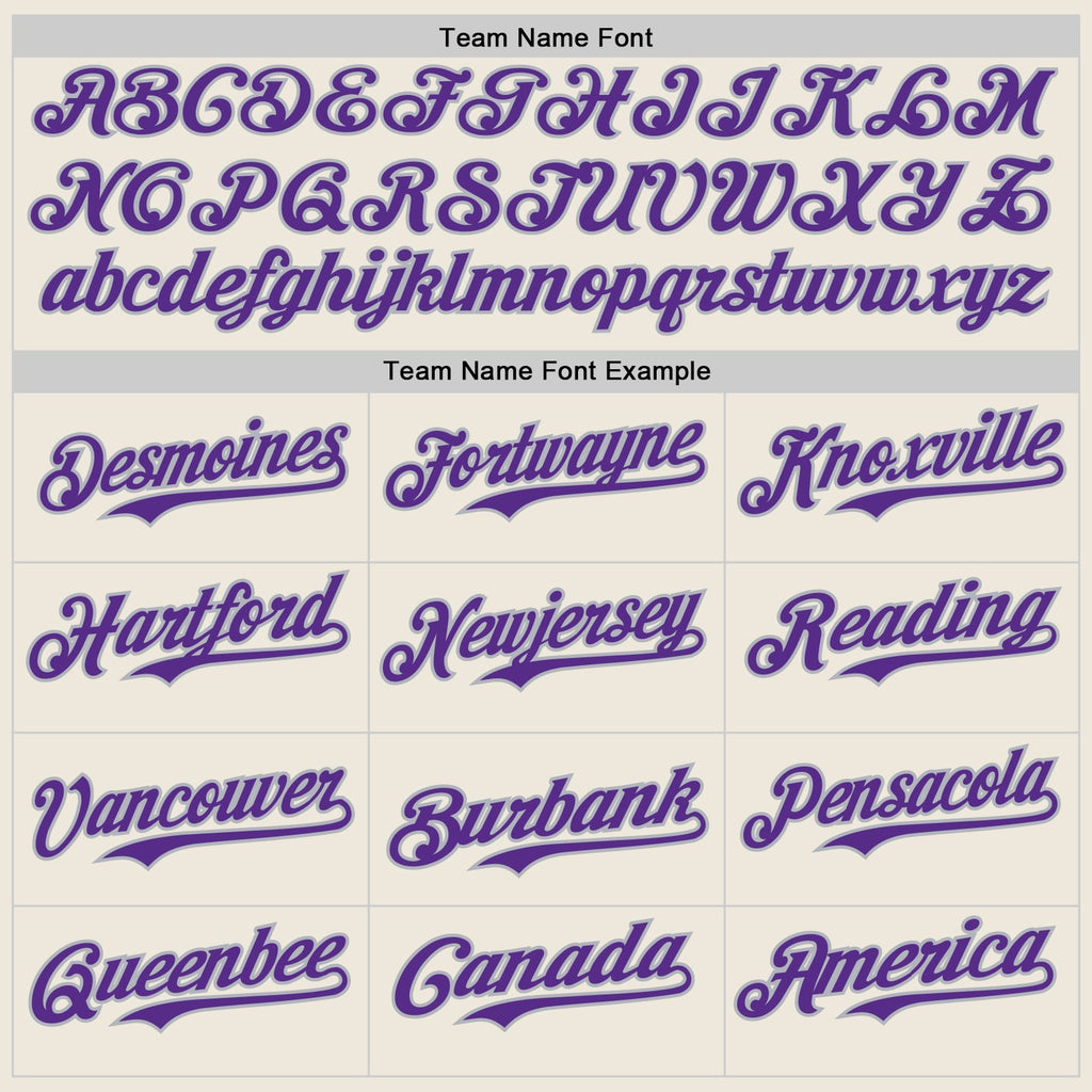 Custom Cream Purple Pinstripe Gray Authentic Two Tone Baseball Jersey