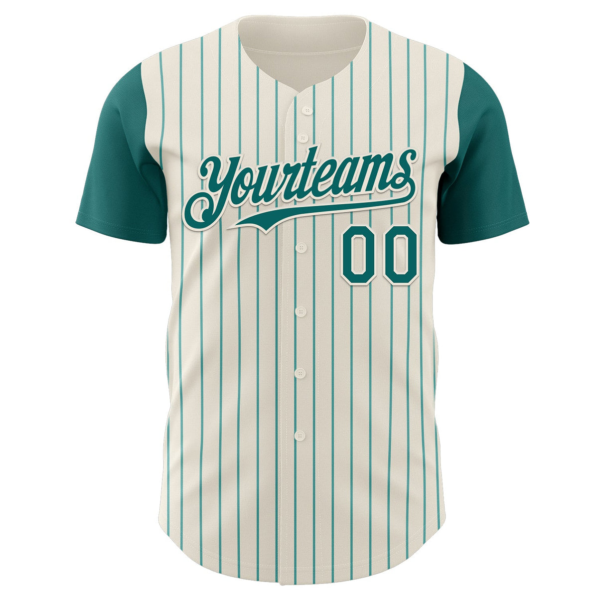 Custom Cream Teal Pinstripe Teal Authentic Two Tone Baseball Jersey