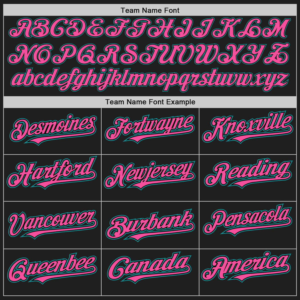 Custom Black Pink Pinstripe Teal Authentic Two Tone Baseball Jersey