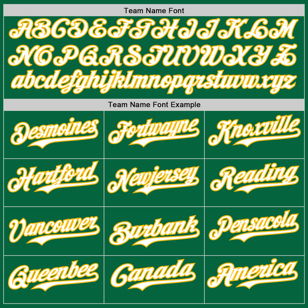 Custom Kelly Green Gold Pinstripe White Authentic Two Tone Baseball Jersey