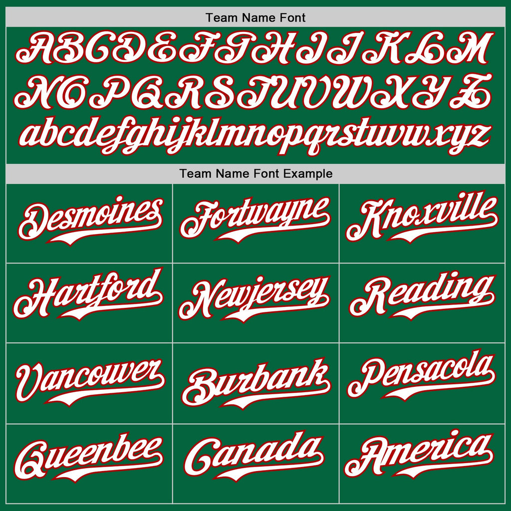 Custom Kelly Green Red Pinstripe White Authentic Two Tone Baseball Jersey