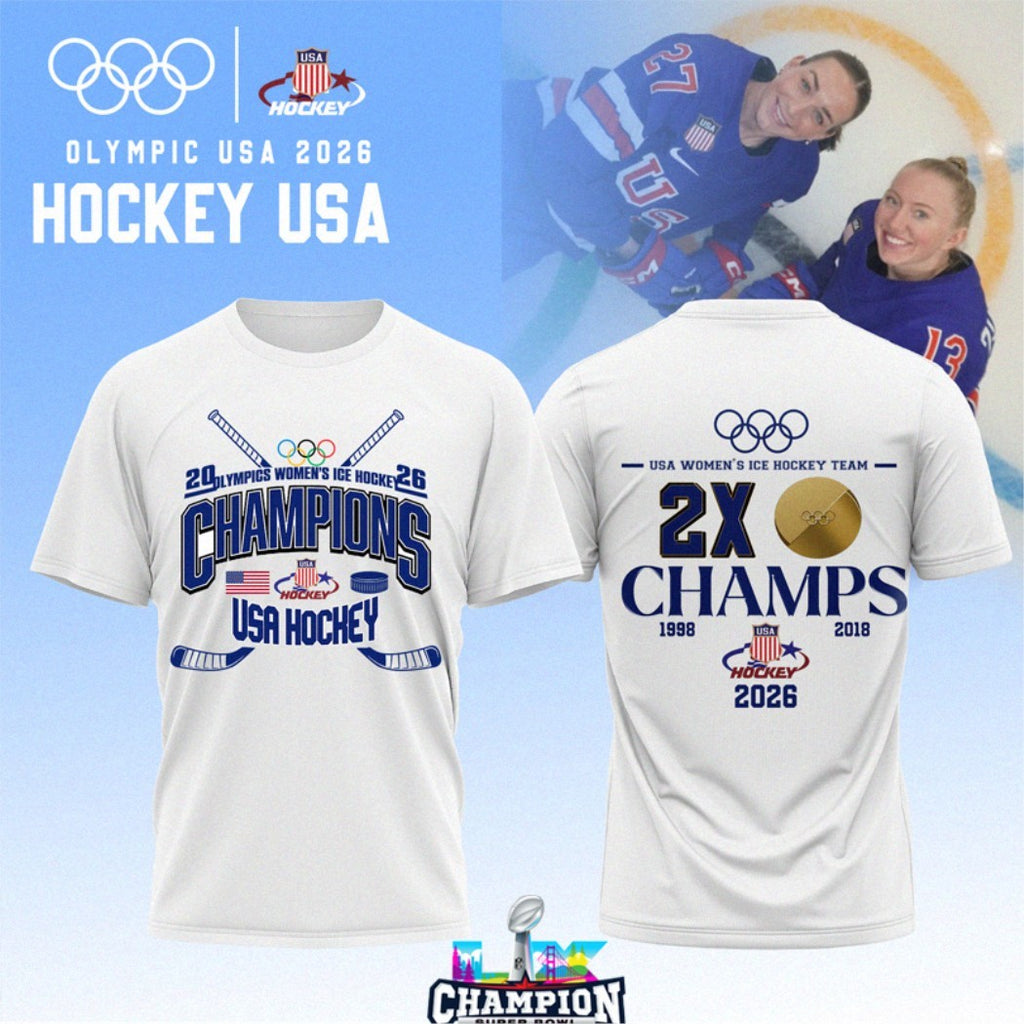 Official USA Women’s Ice Hockey Team Olympic 2026 2X Champions T-Shirts