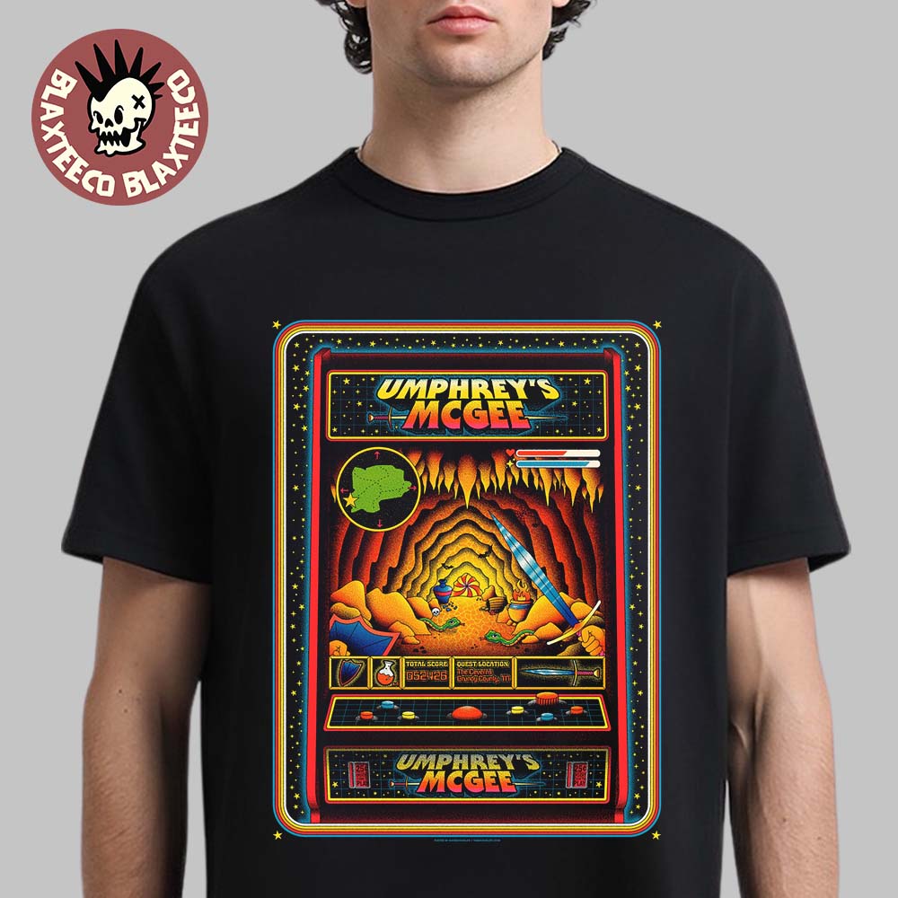 Umphrey’s McGee The Caverns 2026 Event Poster In Grundy County Tennessee On May 24 2026 Arcade Machine Art T-Shirt