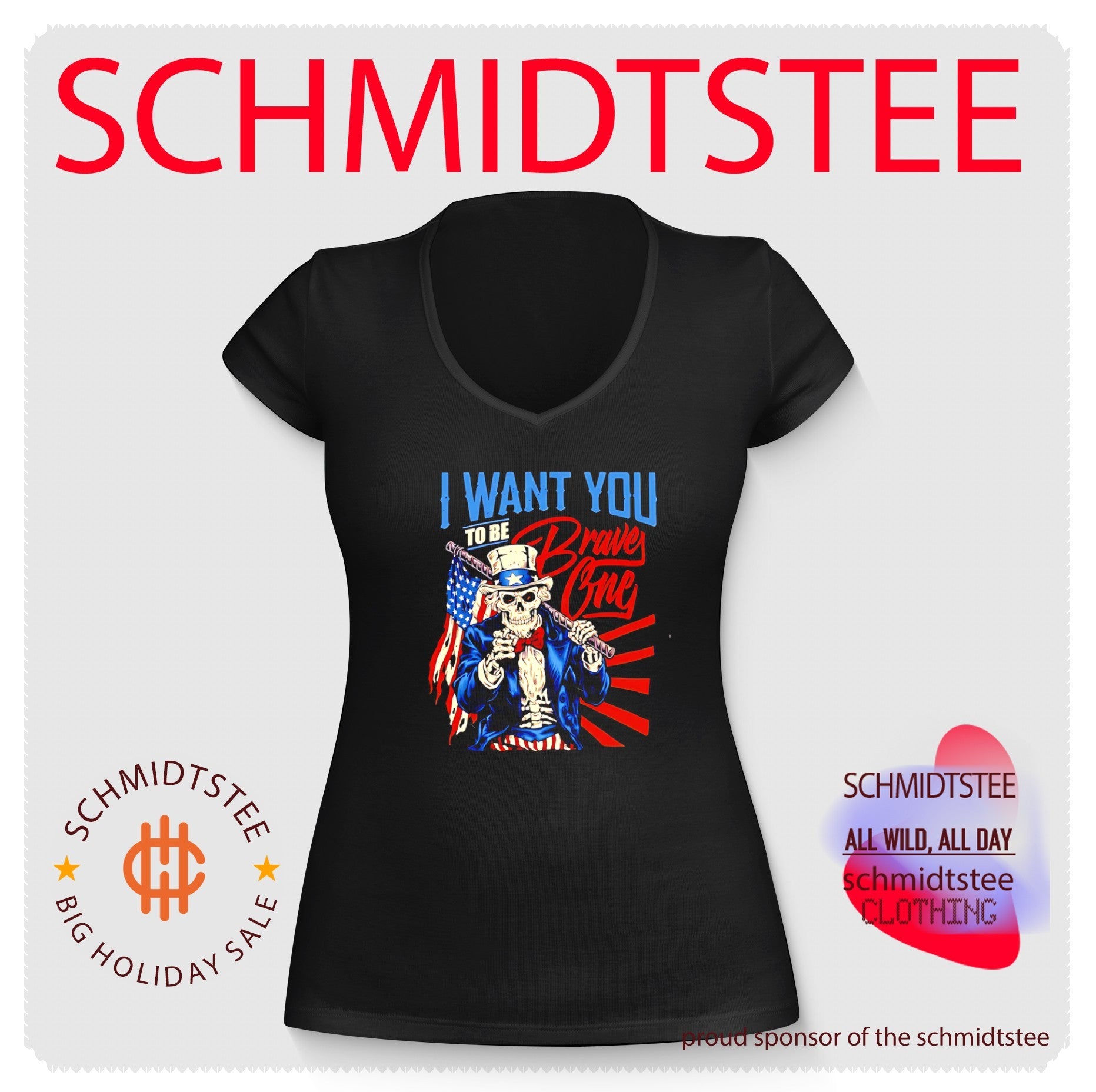 Uncle Sam Skeleton I want you to be brave one shirt