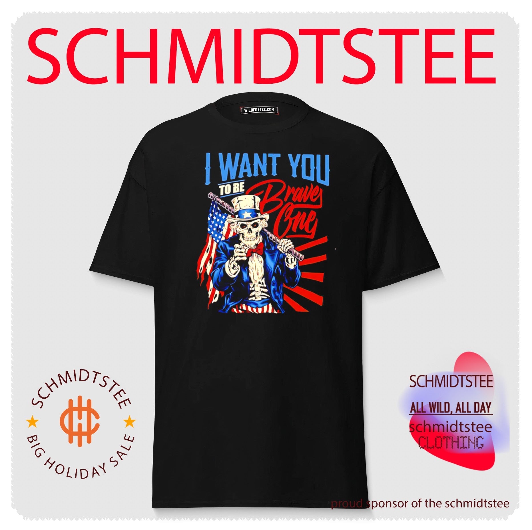 Uncle Sam Skeleton I want you to be brave one shirt