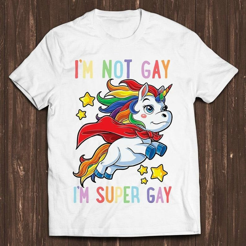 Unicorn Super Gay Pride LGBT LGBTQ Ally Rainbow Flag Meme Funny Gamer Cult Movie Music C955 T-Shirts