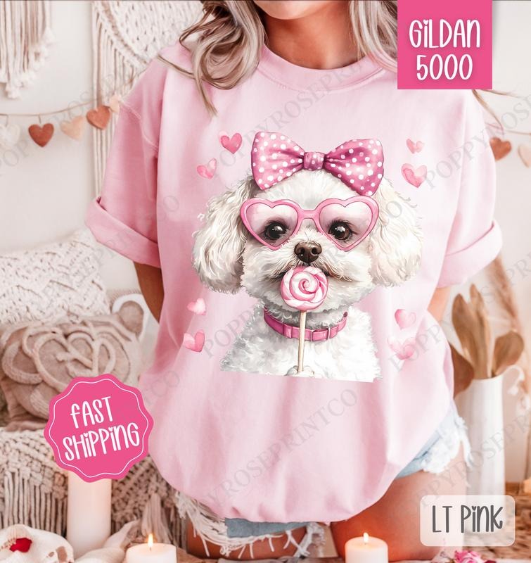 Valentine Bichon Shirt Gildan Cute Plus Sizes T-Shirts