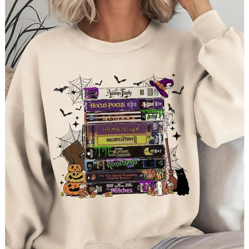 Vintage Halloween VHS Movies Retro Horror VHS Movies Shirt Vintage Spooky Season VHS Movies Shirt Halloween Cotton Fit T-Shirts