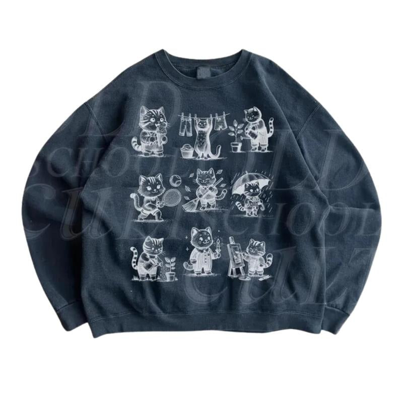 Vintage Kittens Playing Retro Cat Cute Cats Playing Cat Lovers Cozy Warm Retro Lover T-Shirts