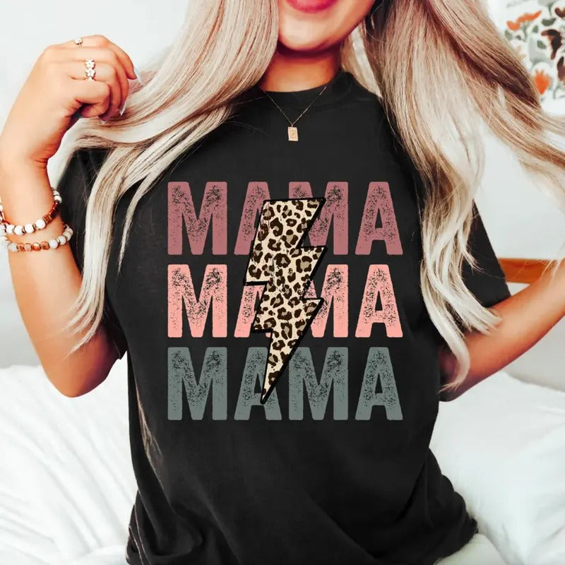 Vintage Leopard Mama Shirt Motherhood Womenswear Tops T-Shirts