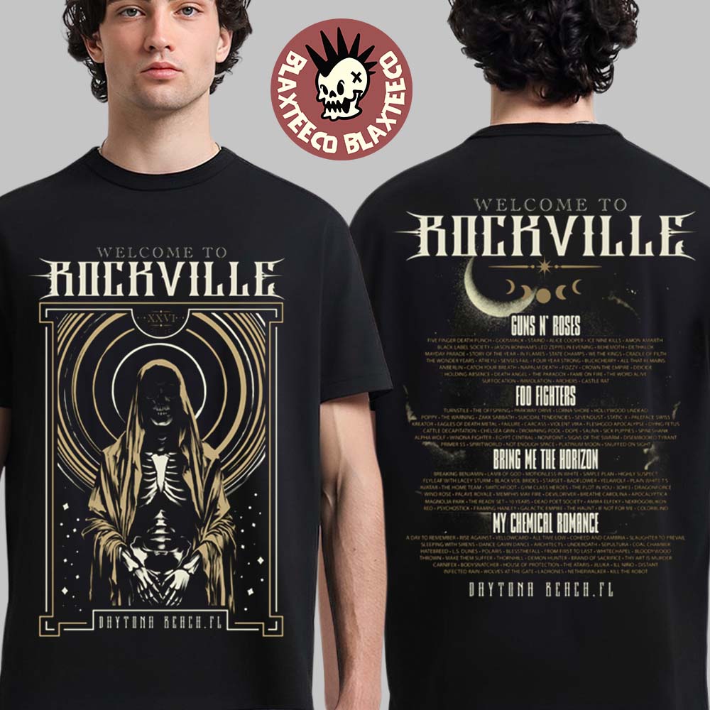 Welcome To Rockville 2026 Festival Merch Daytona Beach Florida From May 7 To 10 2026 Skeleton Night Wish T-Shirt