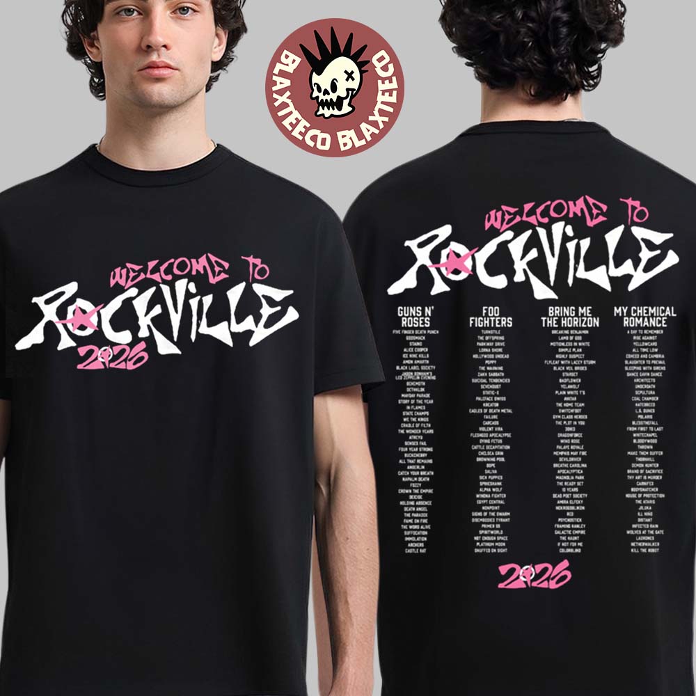 Welcome To Rockville 2026 Festival Merch Daytona Beach Florida Rockville Pink Star Logo With Lineup T-Shirt