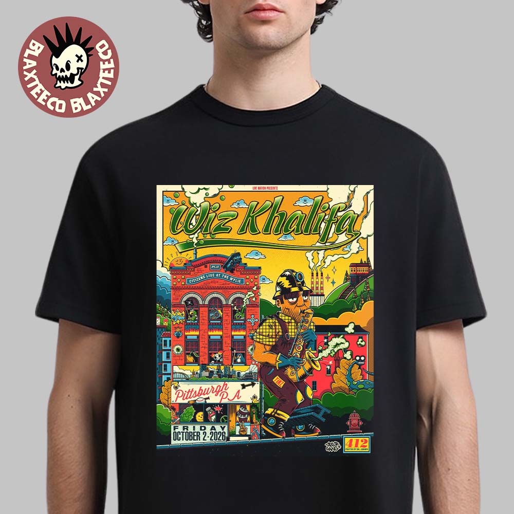 Wiz Khalifa Pittsburgh PA 2026 Event Poster At Citizens Live At The Wylie On October 2 2026 T-Shirt