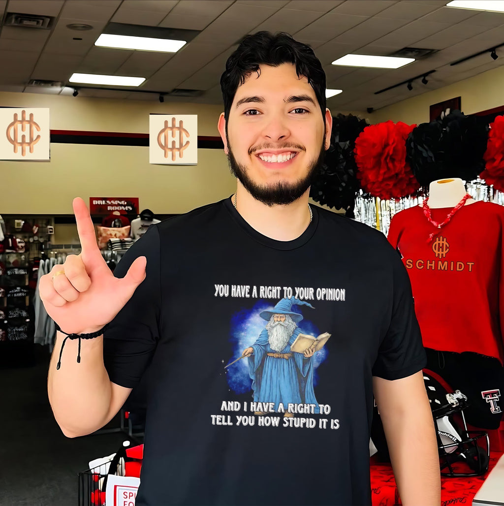 Wizard You have a right to your opinion and I have a right to tell you how stupid it is shirt