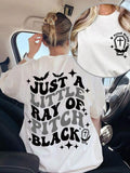 Letter & Bat Print Round Neck Casual Short Sleeve Crew Neck Summer Top Daily T-Shirts