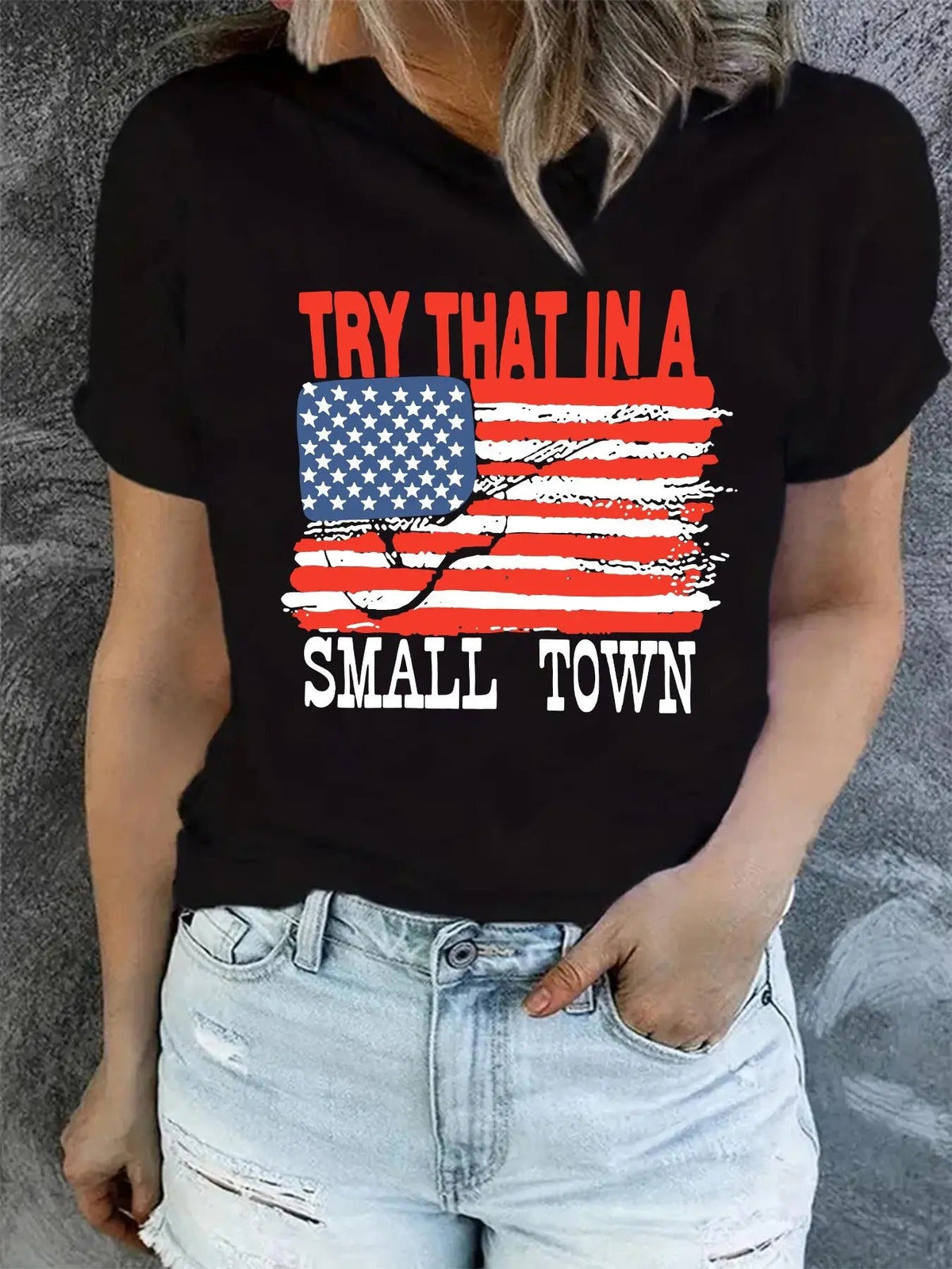 Letter & Geometric Print Round Neck Casual Short Sleeve Crew Neck Summer Top Daily T-Shirts
