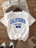 Letter & Number Print Round Neck Casual Short Sleeve Crew Neck Daily Clothes All Seasons T-Shirts