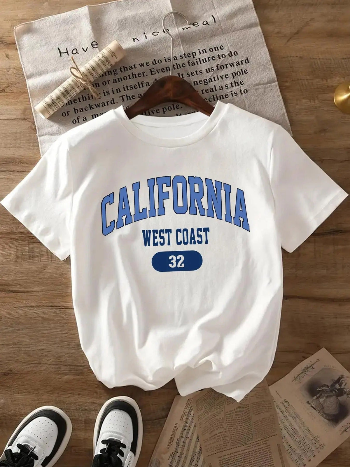 Letter & Number Print Round Neck Casual Short Sleeve Crew Neck Daily Clothes All Seasons T-Shirts