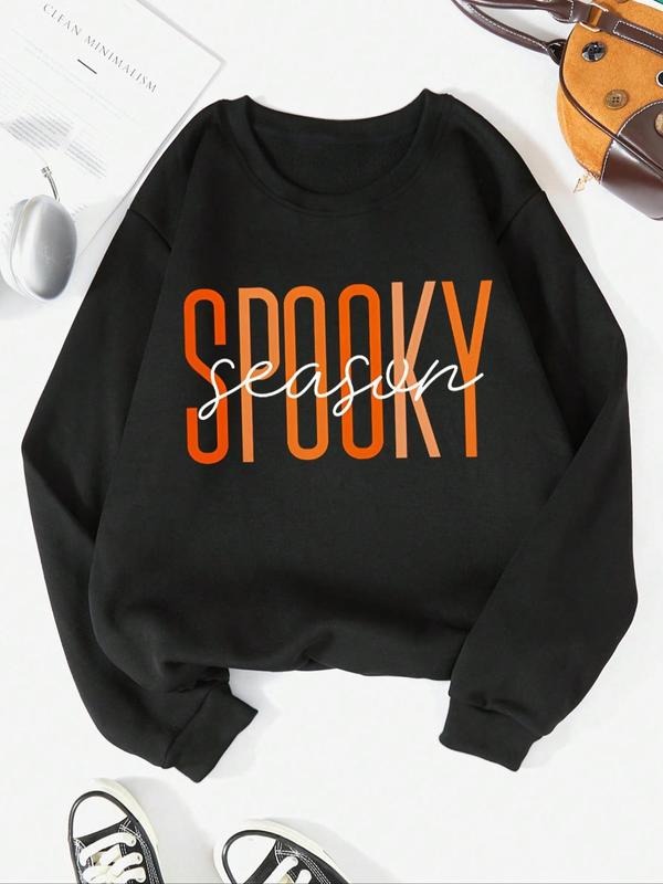 Letter Print Drop Shoulder Casual Crew Neck Daily Fall & Winter Clothes T-Shirts