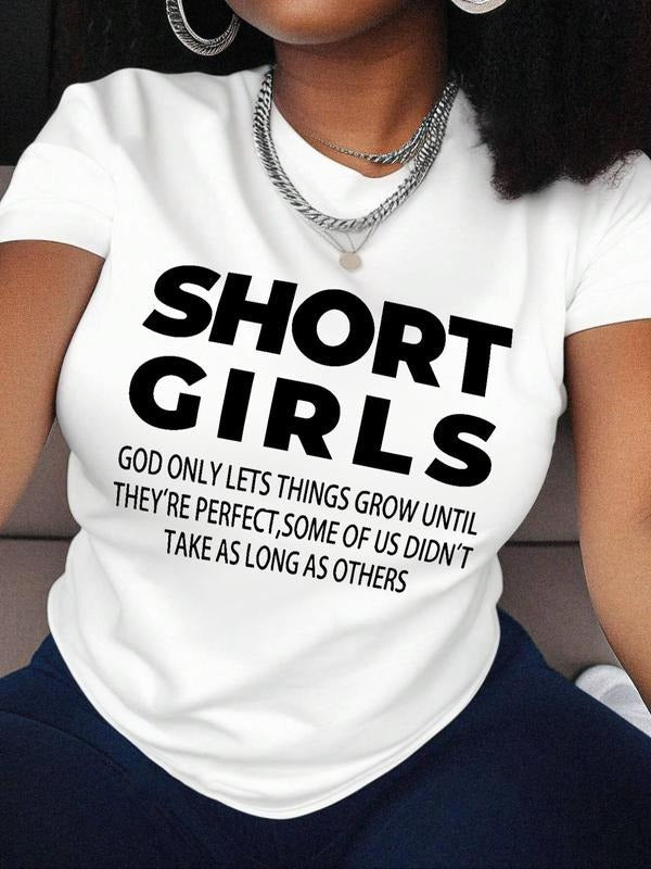 Letter Print Round Neck Casual Crew Neck Short Sleeve Daily Vacation Outdoor Clothes Summer T-Shirts
