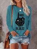 Letter Print Round Neck Casual Halloween Long Sleeve Crew Neck Daily Vacation Outdoor Clothes All Seasons T-Shirts