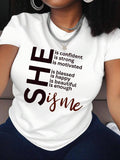 Letter Print Round Neck Casual Short Sleeve Crew Neck Summer Top Daily T-Shirts