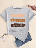 Letter Print Round Neck Casual Short Sleeve Crew Neck Summer Top Daily Wearstyle{N002}5 T-Shirts