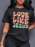 Letter Print Round Neck Casual Short Sleeve Crew Neck Daily Vacation Outdoor Clothes All Seasons T-Shirts
