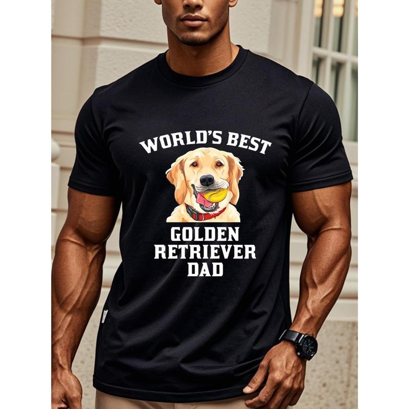 World'S Best Golden Retriever Dad Dog Owner Dad Daughter Wife Slight Stretch Comfort Fit Crew Neck Moisture Wicking Summer Outdoor Sports Casual Summer Ultra Soft Made USA T-Shirts
