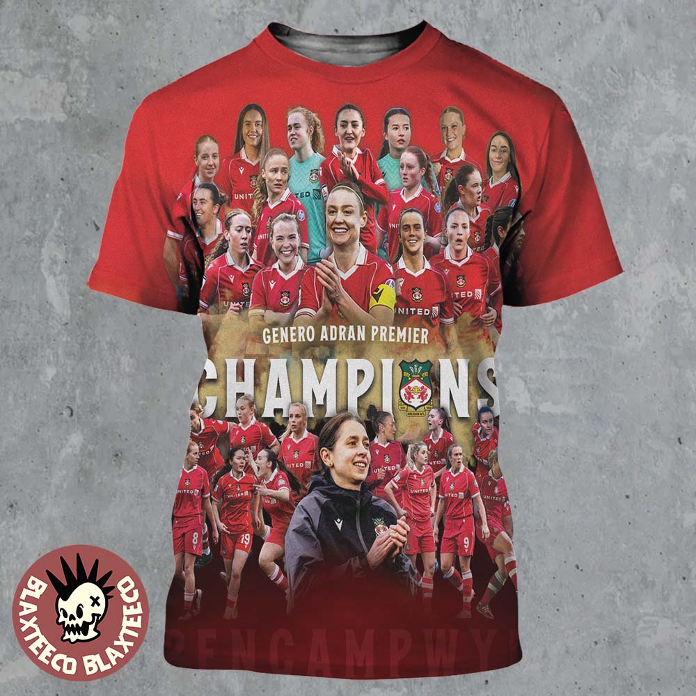 Wrexham AFC Women 2026 Genero Adran Premier Champions All Over Print Shirt
