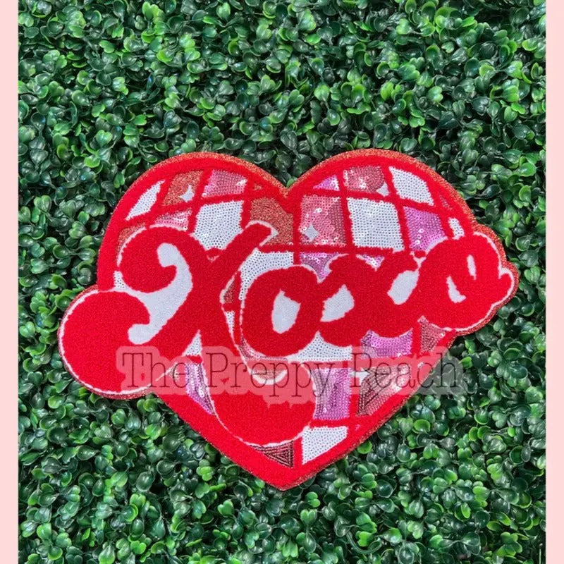 XOXO Disco Heart Valentine Chenille Patch Chenille Sequin Patch Patch Iron Patch T-Shirts