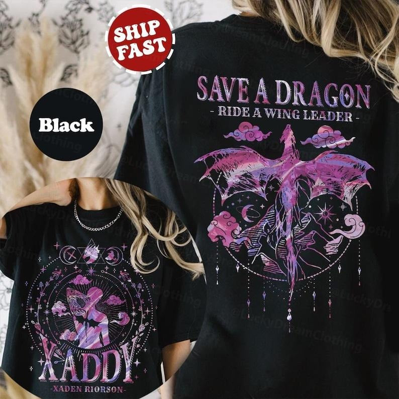 Xaden Riorson Xaddy Shirt Xaden Fourth Wing Fan Shirt Onyx Storm Dragon Rider 2 Sided Fantasy Reader Bookish Shirt T-Shirts