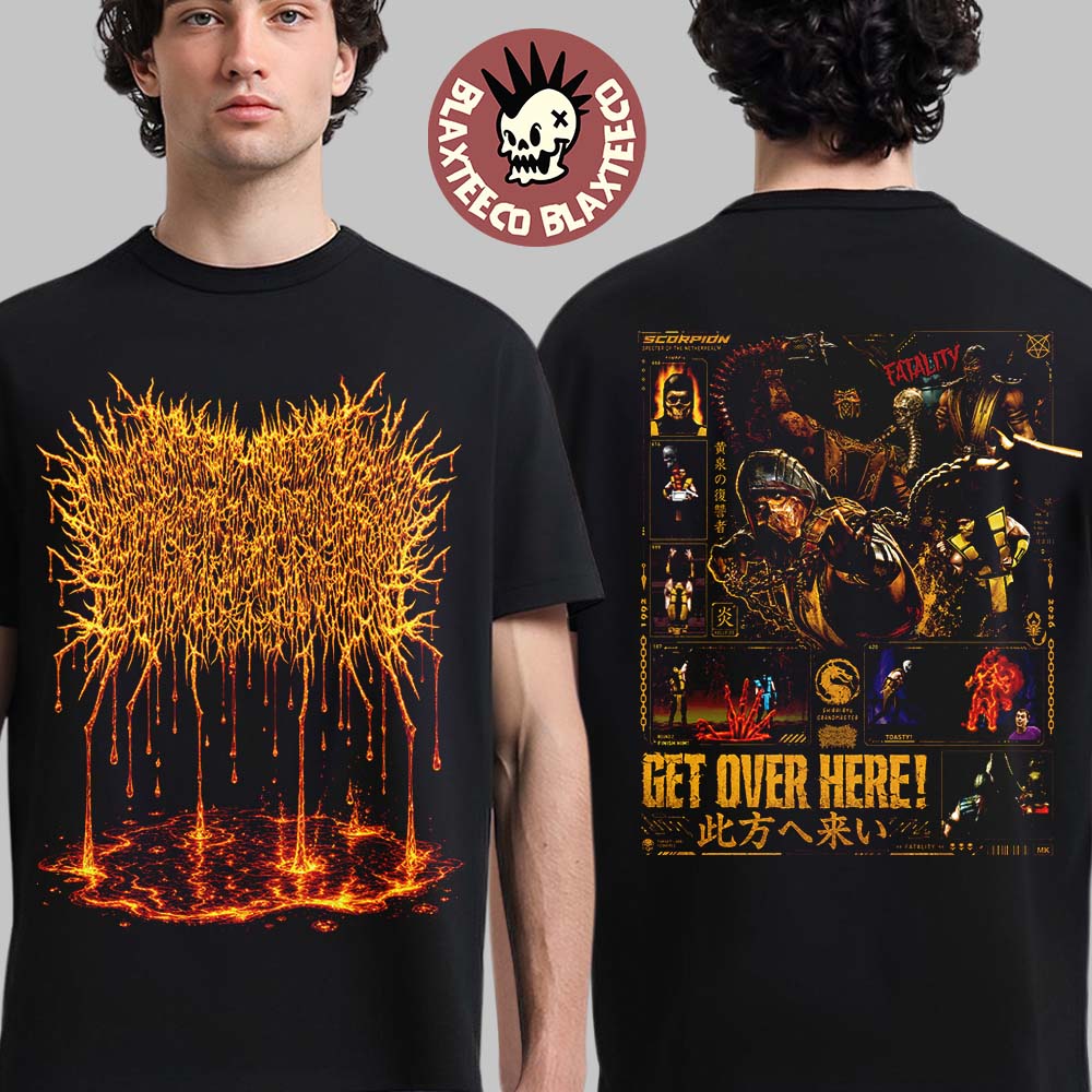 Xavleg X Motal Kombat Scorpion Get Over Here Two Sided T-Shirt
