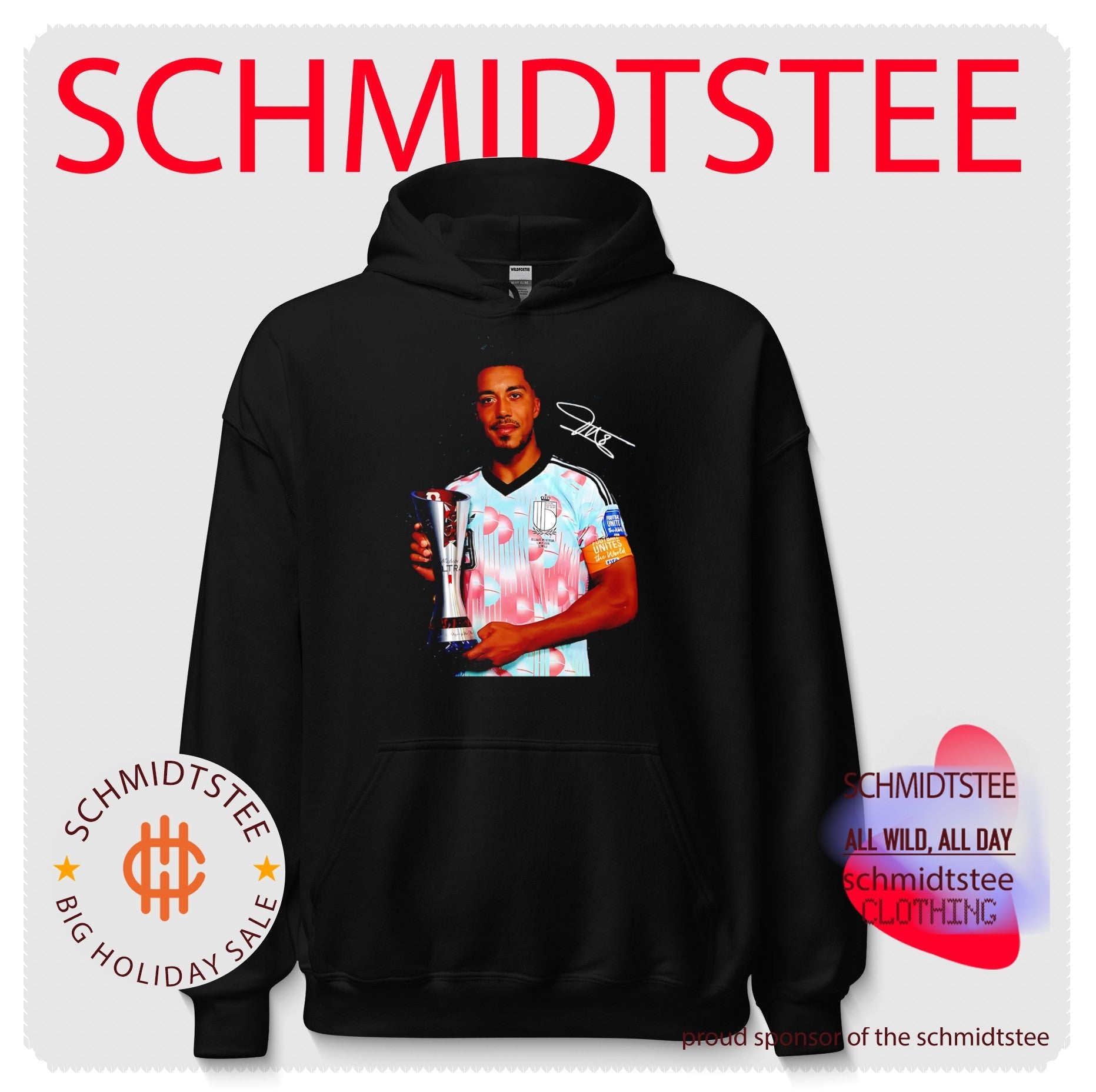 Youri Tielemans Belgium national football holding trophy signature shirt