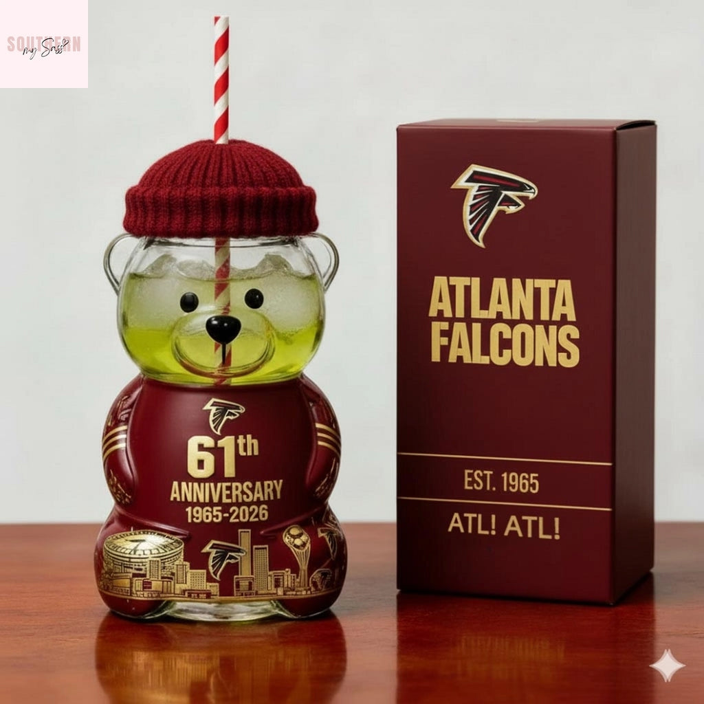 Atlanta Falcons Bear Glass Cup