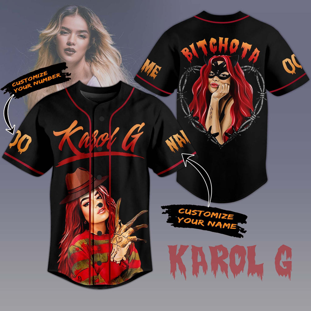 Black Cool Shirt Karol G Bitchota Music Custom Baseball Jersey