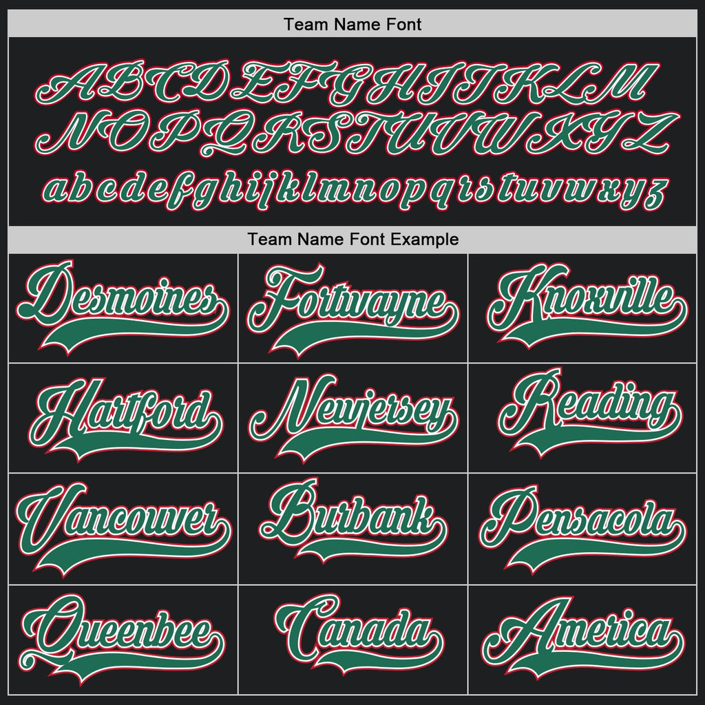 Custom Black Kelly Green-Red Hockey Jersey