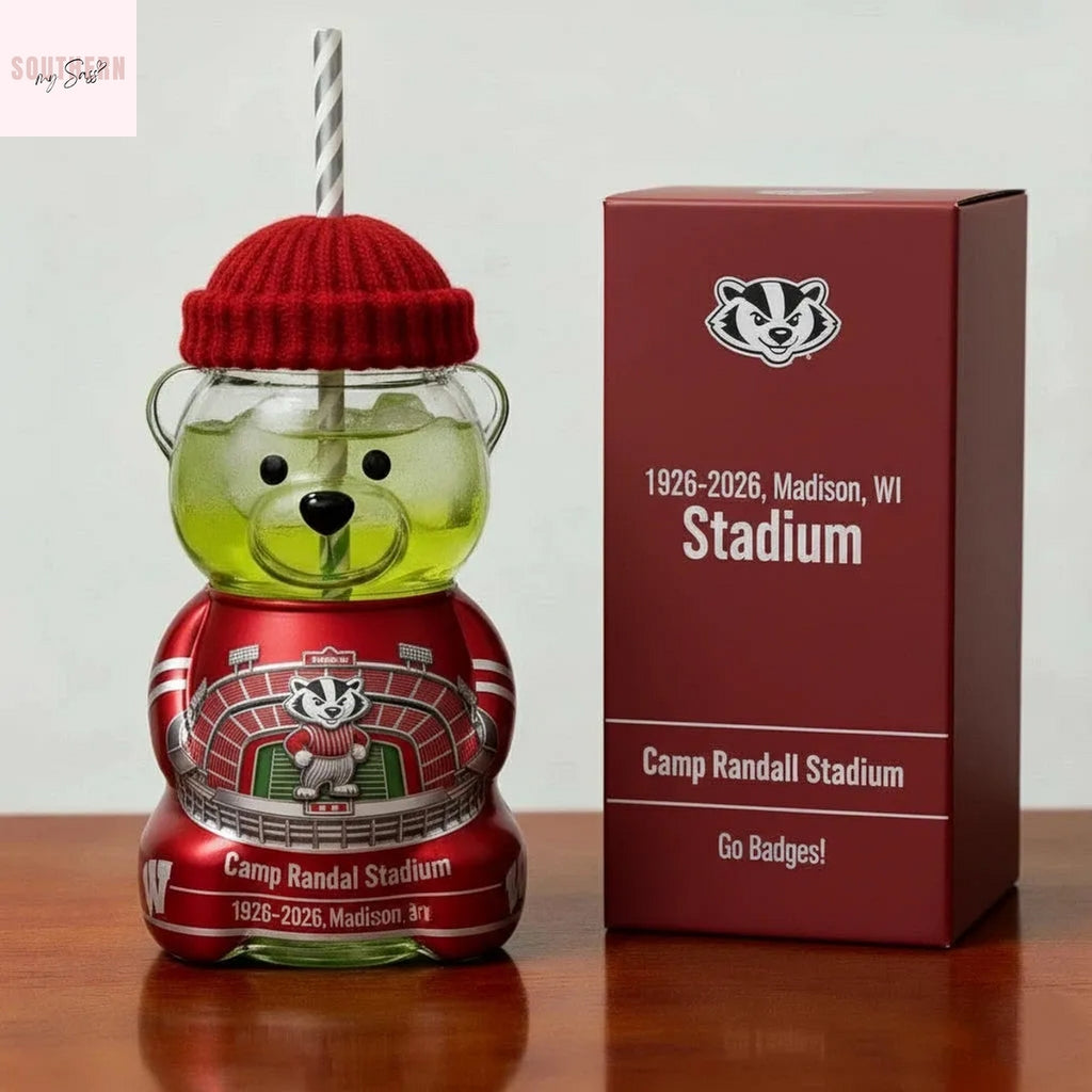 Camp Randall Stadium Wisconsin Badgers 1926-2026 Bear Glass Cup