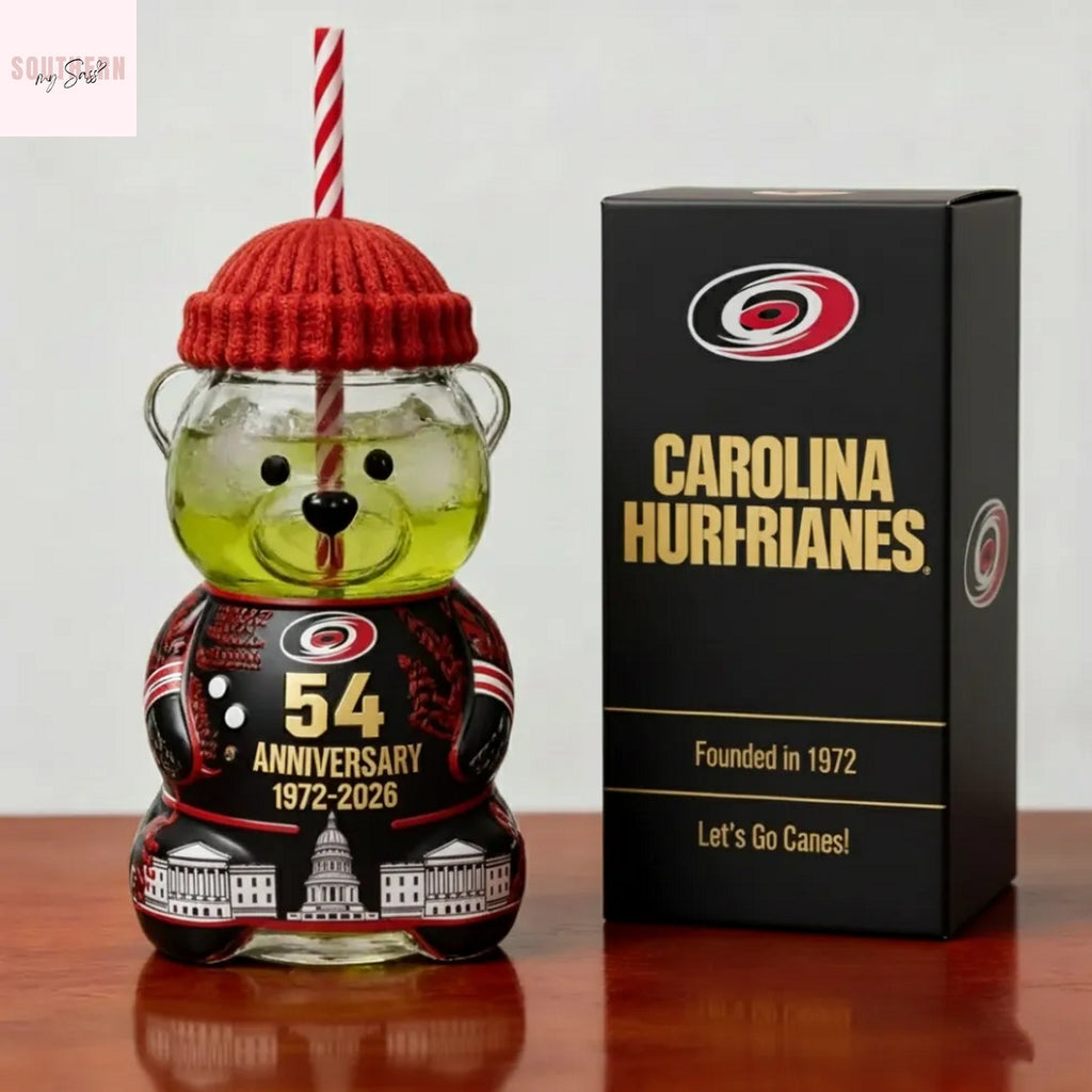 Carolina Hurricanes 54th Anniversary 1972-2026 Bear Glass Cup