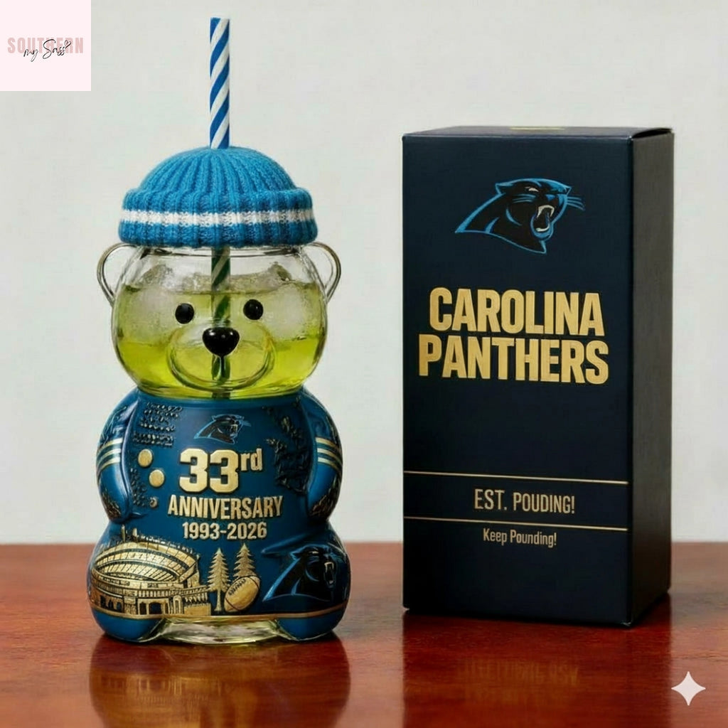 Carolina Panthers 33rd Anniversary 2026 Bear Glass Cup
