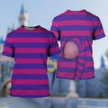 Cheshire Cat Purple Blue Stripe Cat Halloween 3D Shirt, Halloween Costume Family Group T Shirt