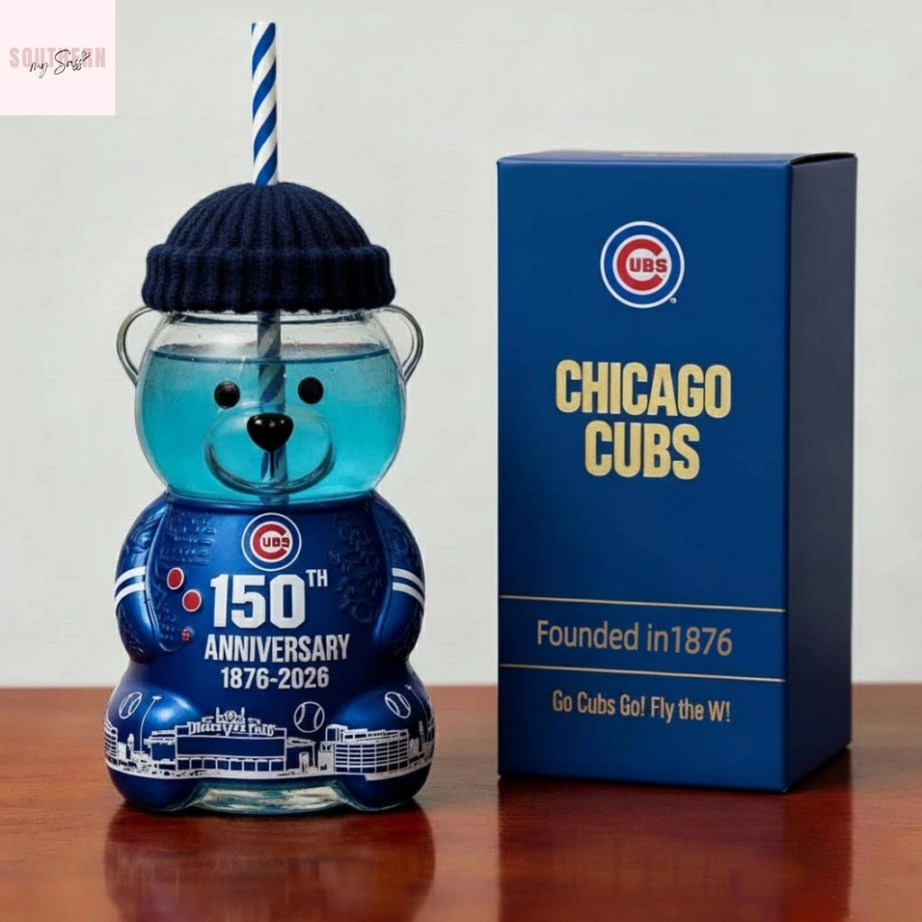 Chicago Cubs 150th Anniversary Bear Glass Cup