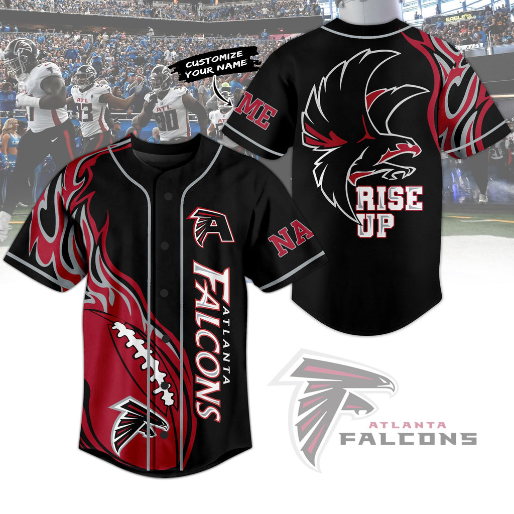 Custom Atlanta Falcons Rise Up Baseball Jersey For Kids And Adults