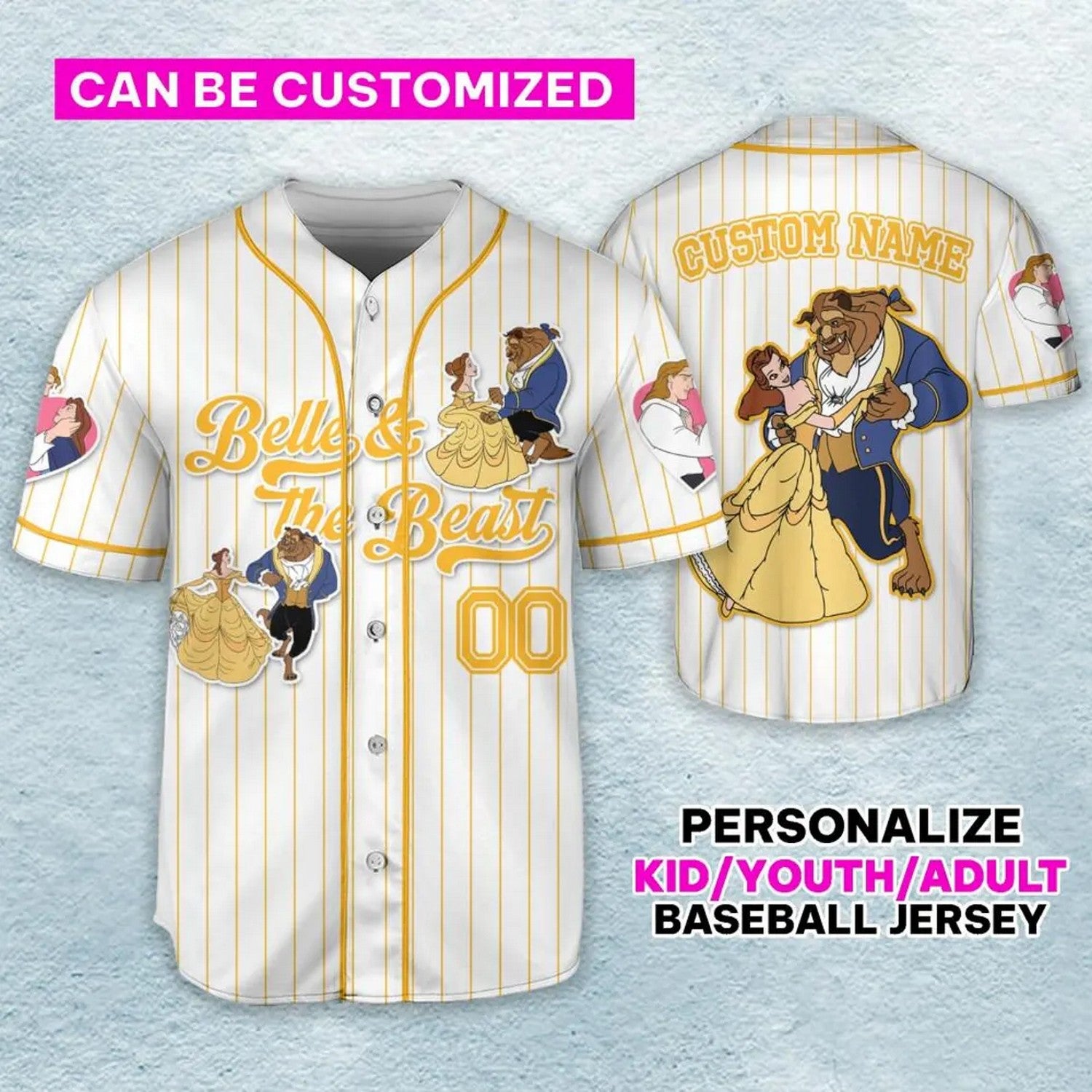 Custom Belle &amp; The Beast Couple Baseball Jersey